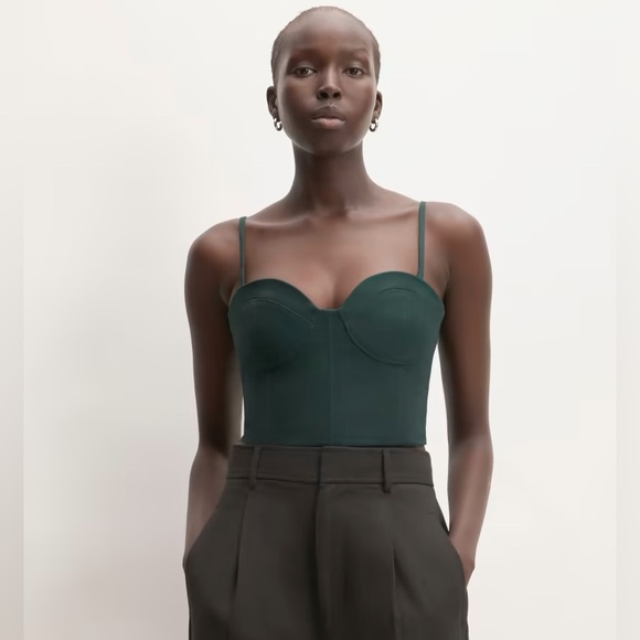 ✨EVERLANE THE STRUCTURED COTTON BUSTIER TOP SCARAB GREEN 4 - Picture 1 of 8
